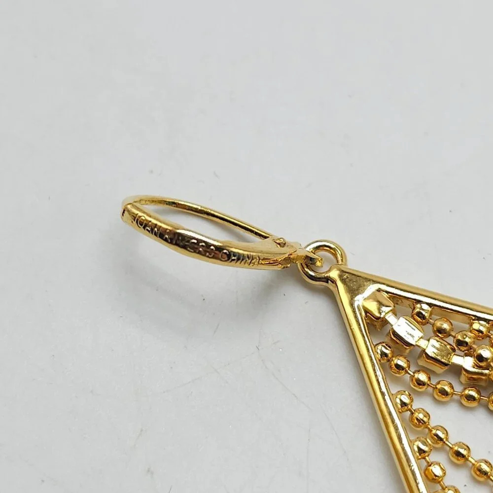 Joan Rivers Gold-Tone Latchback Earrings With Rhinestones Dangle Bead Detail - Picture 3 of 4